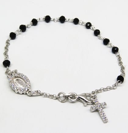 pulsera rosario piedras negras