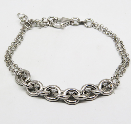 pulsera doble cadenita con eslabones al centro