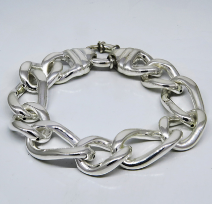 pulsera inflada eslabones ovalados retorcidos cierre marinero