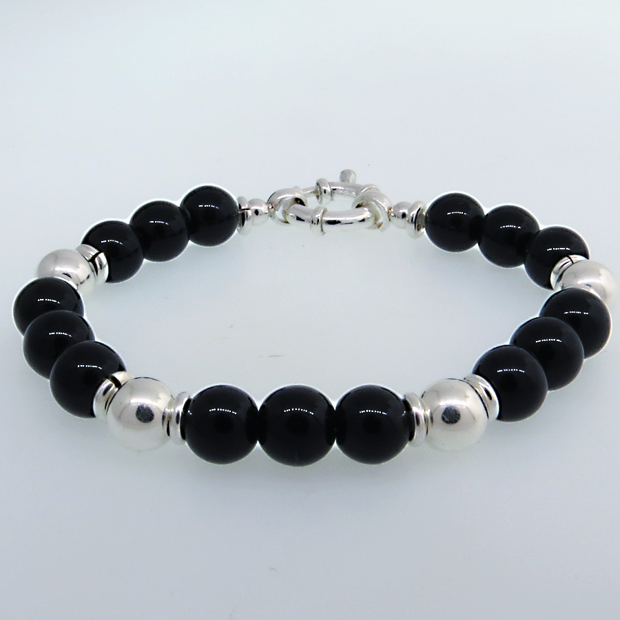 Pulsera bolas y bolas de color negro
