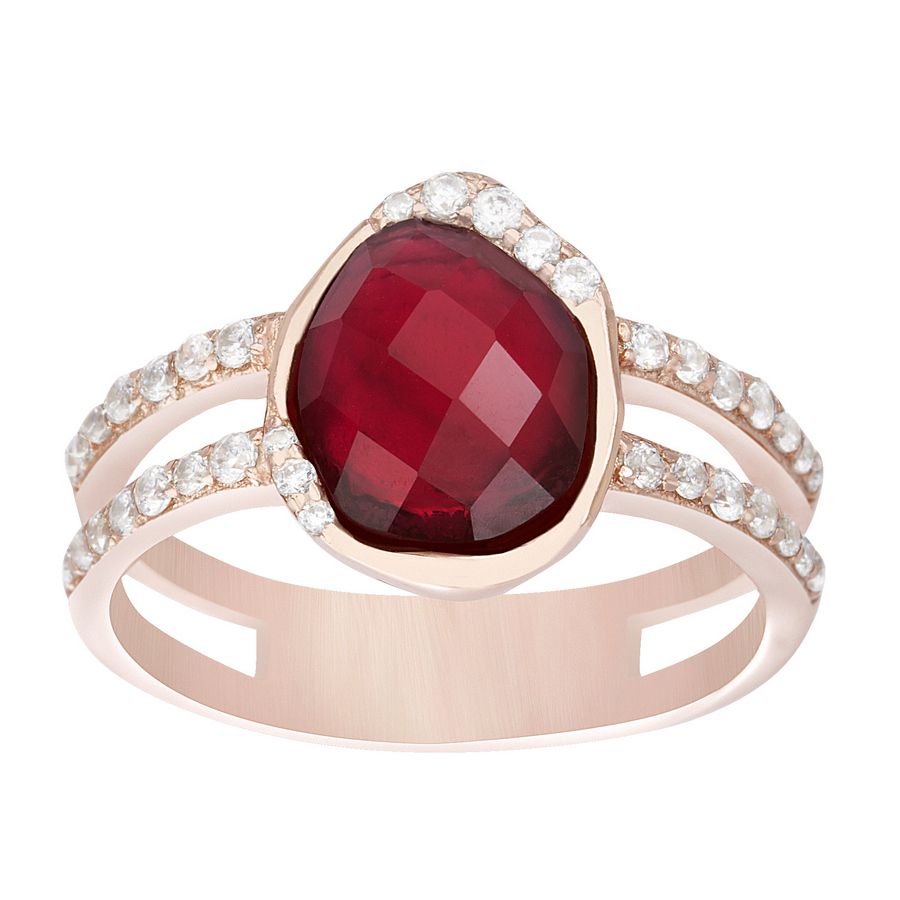 anillo gota rosado cuerpo doble calado