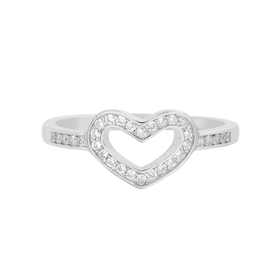 Anillo medio sin fin pave corazon calado