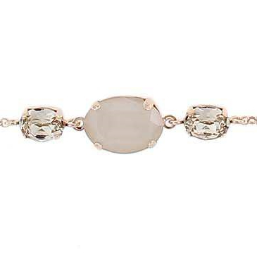 Pulsera rosada , con piedras champagne