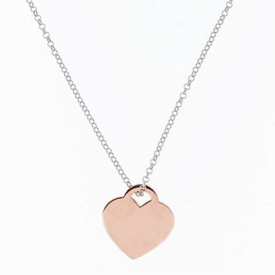 Conjunto cadena y corazon rosado