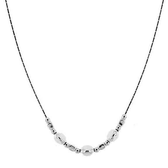 Gargantilla plata facetada cuadrados y bolitas