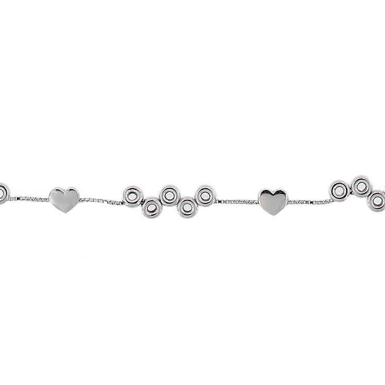 Pulsera circulos y corazones rodinada