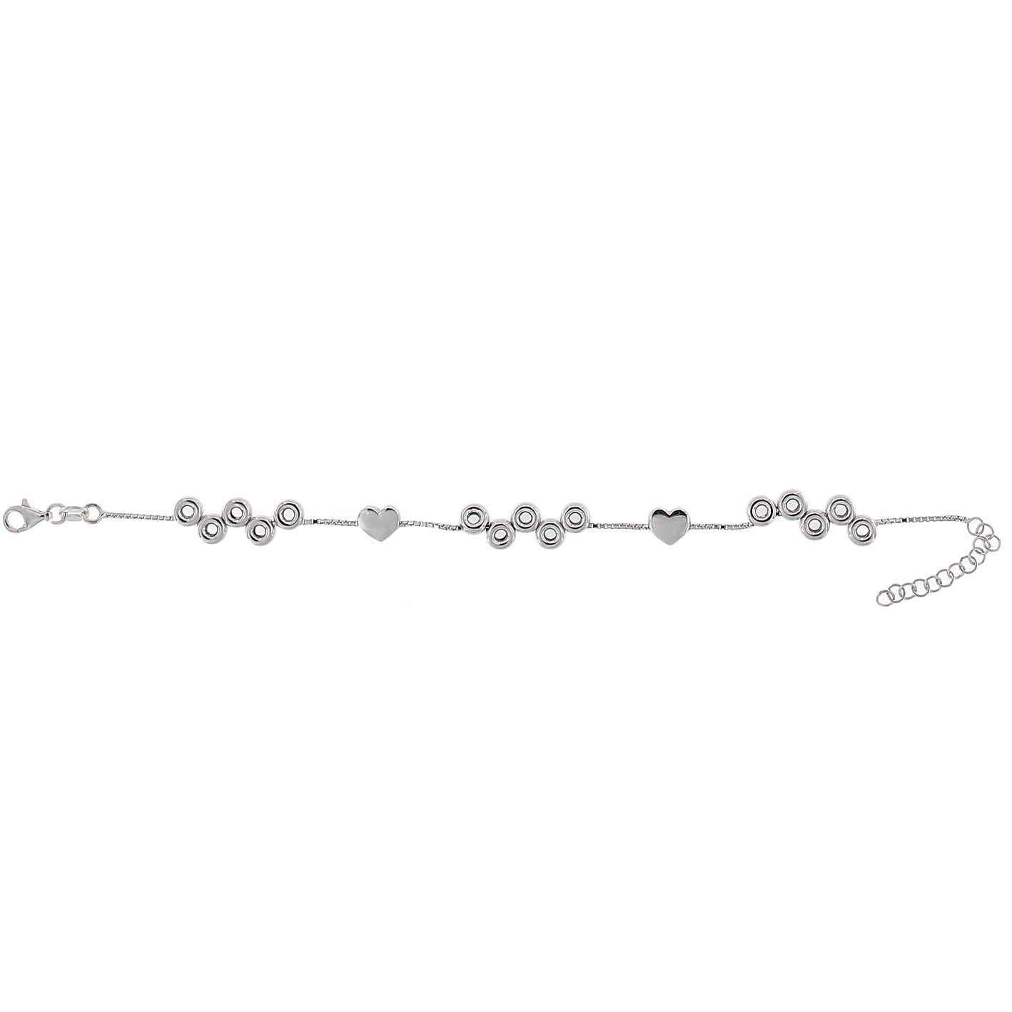 Pulsera circulos y corazones rodinada