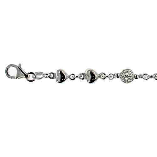 Pulsera bolas tejidas y corazones