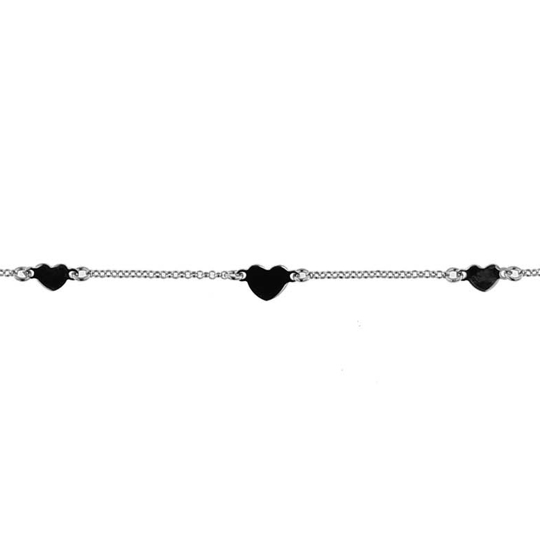 Pulsera cadena y 3 corazones chatos 