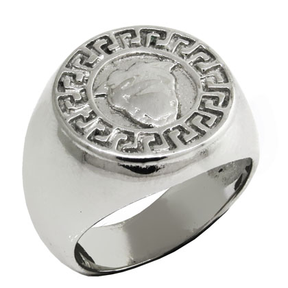 Anillo platabella sello guarda griega cara medusa