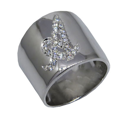 Anillo peter A cursiva, platabella