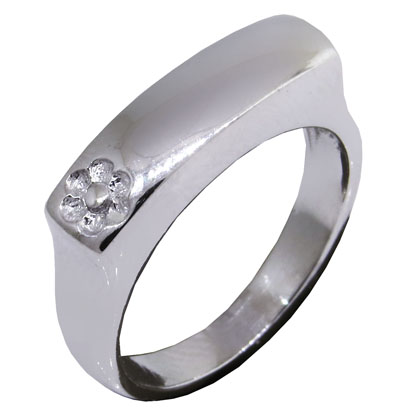 Anillo platabella plano chico con flor