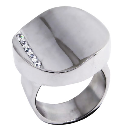 Anillo platabella new york ondeado con tira de piedras