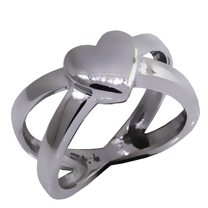 Anillo platabella cruzado con anillo corazon 