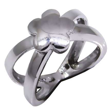 Anillo platabella cruzado con aplique flor