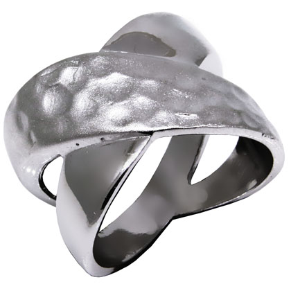 anillo platabella gigante x cruzado efecto bollo