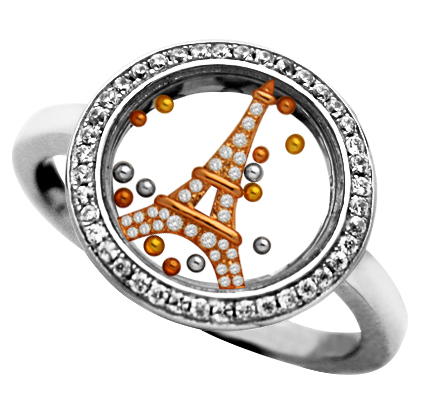 anillo jubel, cristal, torre rosada piedras, bolitas tricolor, movimiento