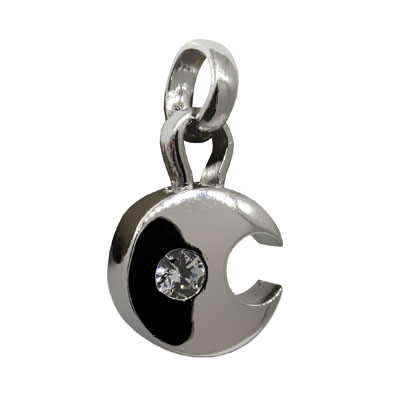 Colgante luna, camisa y cabuchon, platabella 