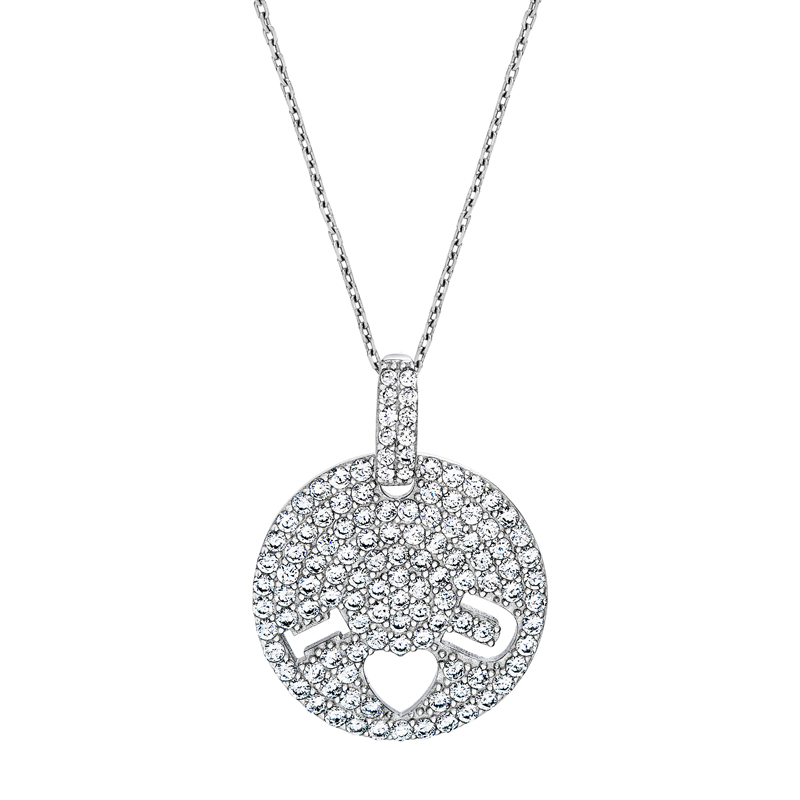Conjunto circulo pavee piedras blancas, calado