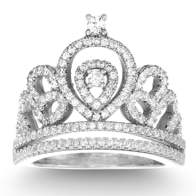Anillo corona de piedras blancas