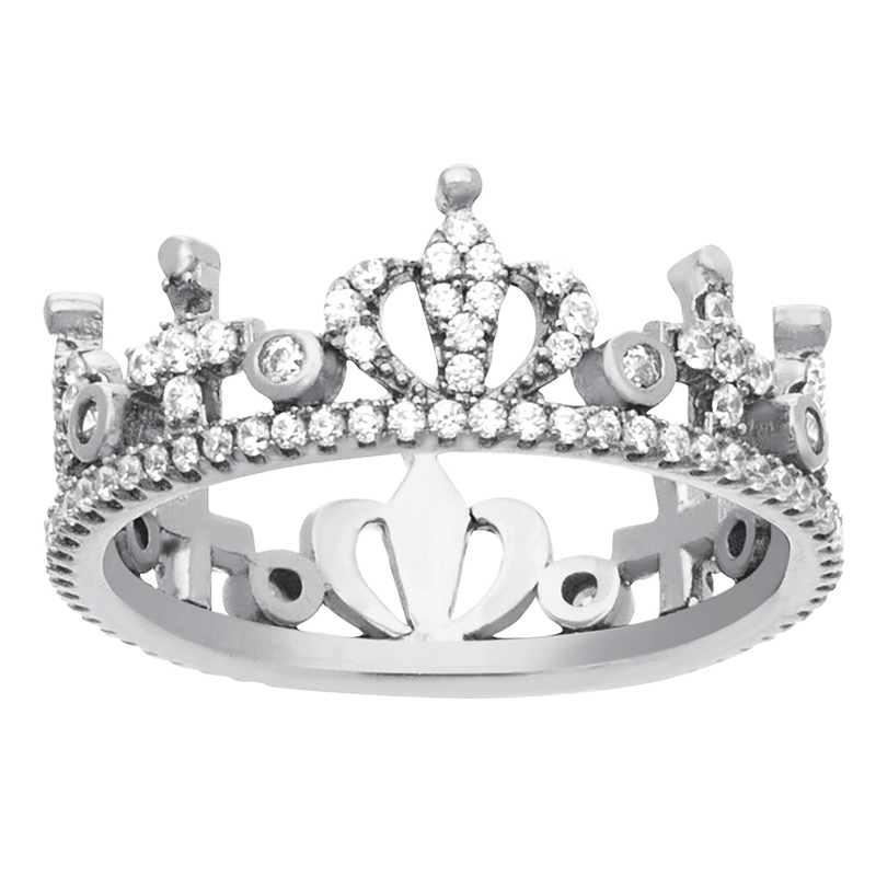 Anillo corona sin fin piedras blancas