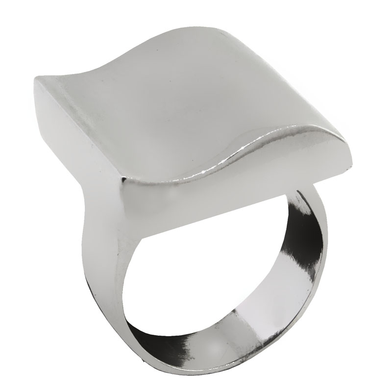 Anillo new york cuadrado ondeado s/p