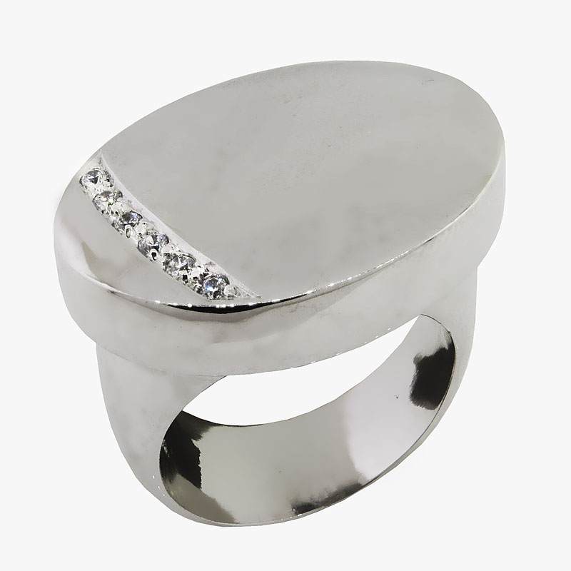 anillo New York oval con tira, pulido