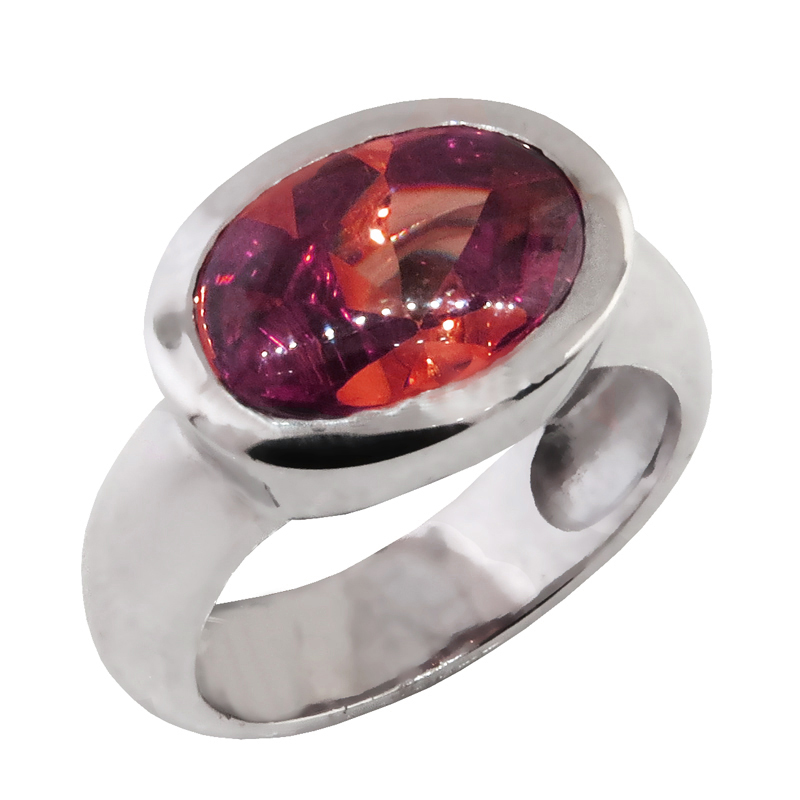 Anillo Class oval platabella apaisado rubi
