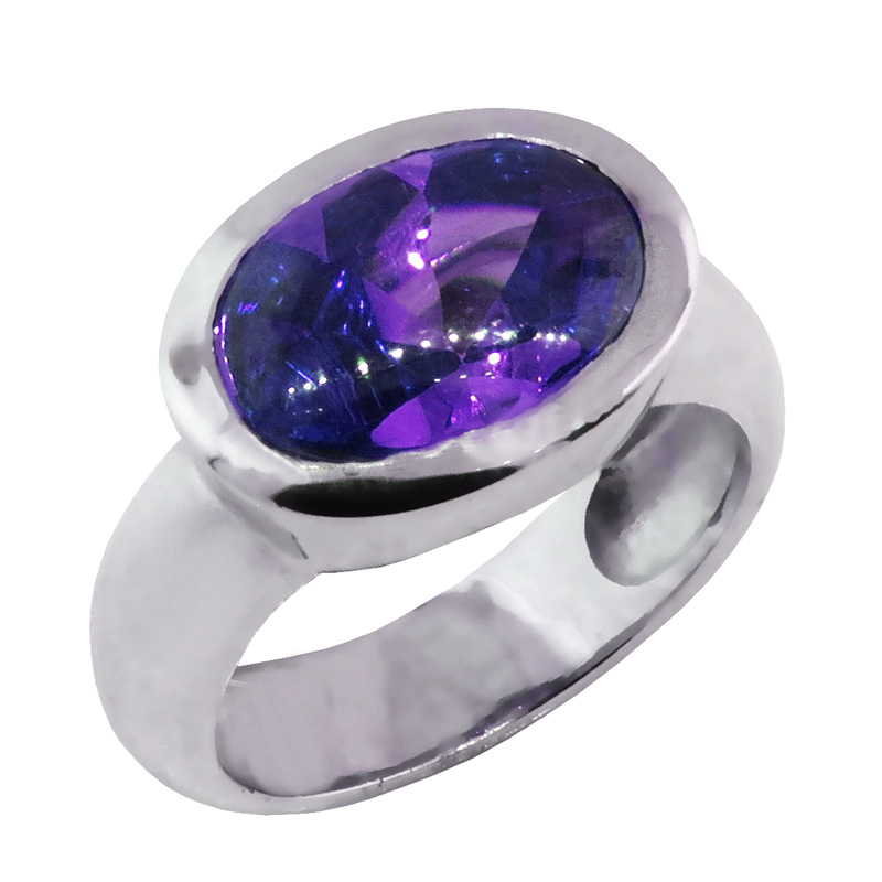 Anillo Class oval platabella amatista