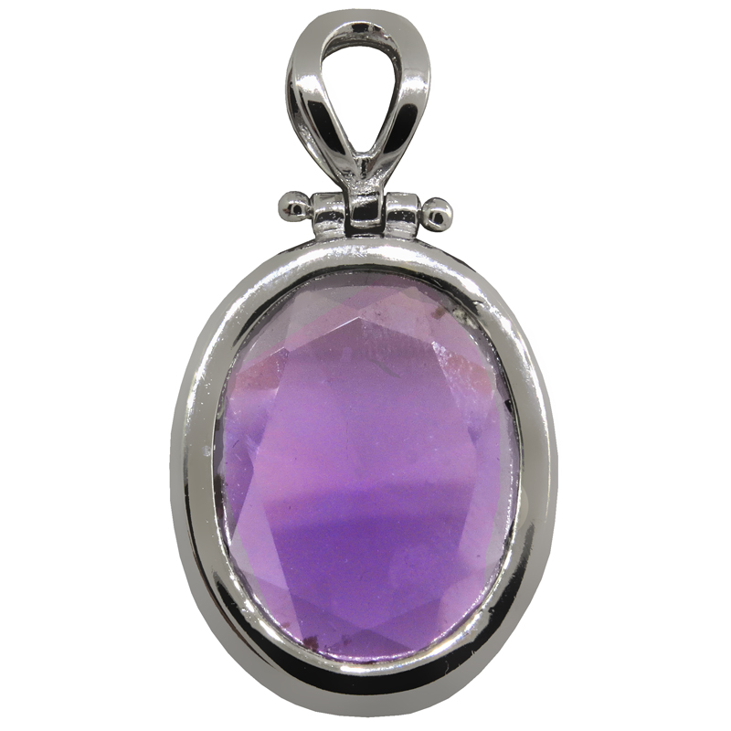 Colgante oval 20 x 25 amatista, platabella