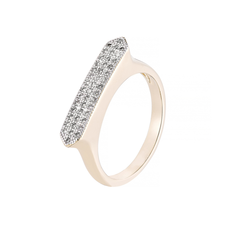 Anillo alto, medio sin fin pavee, amarillo