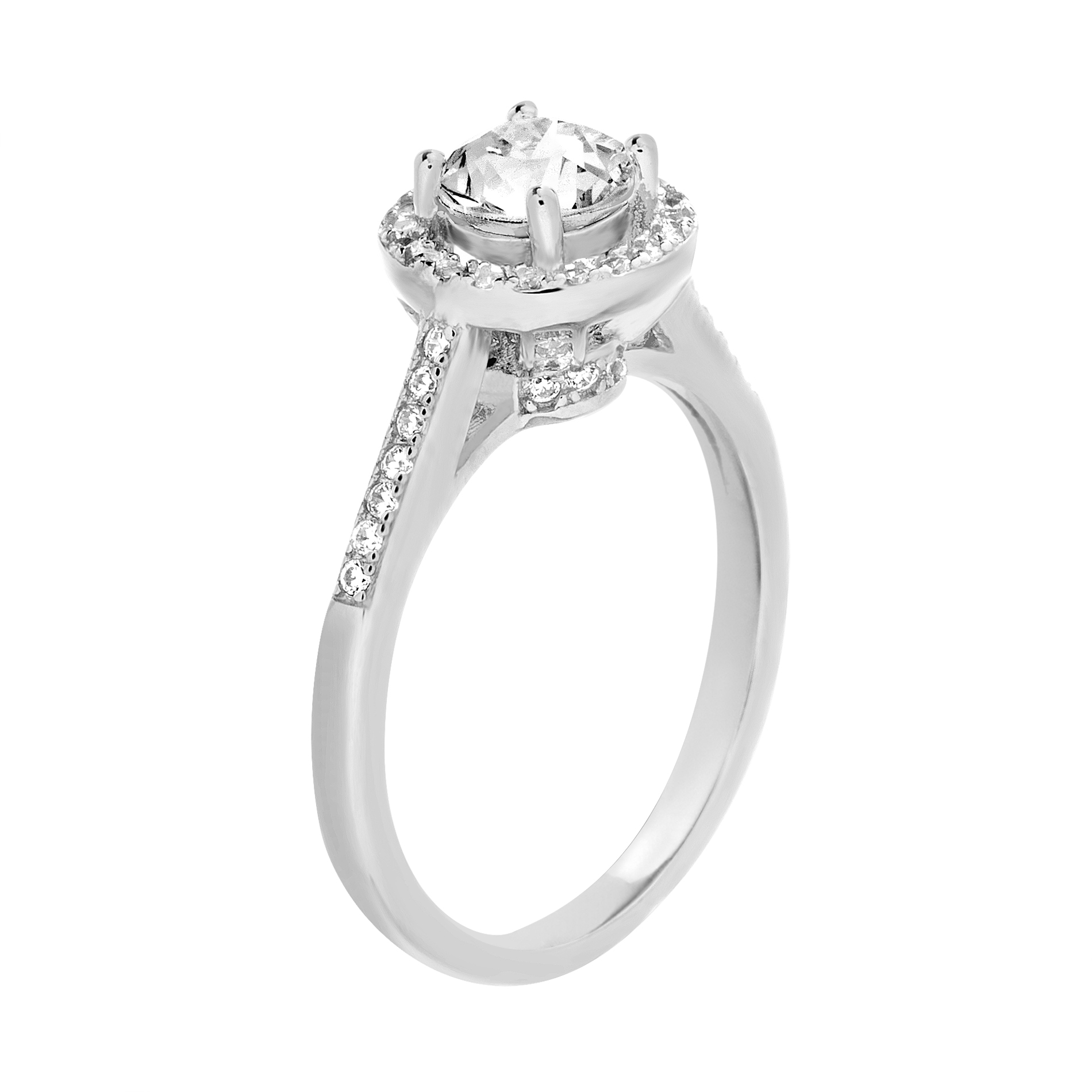 Anillo solitario con borde pavee y cuerpo medio sin fin
