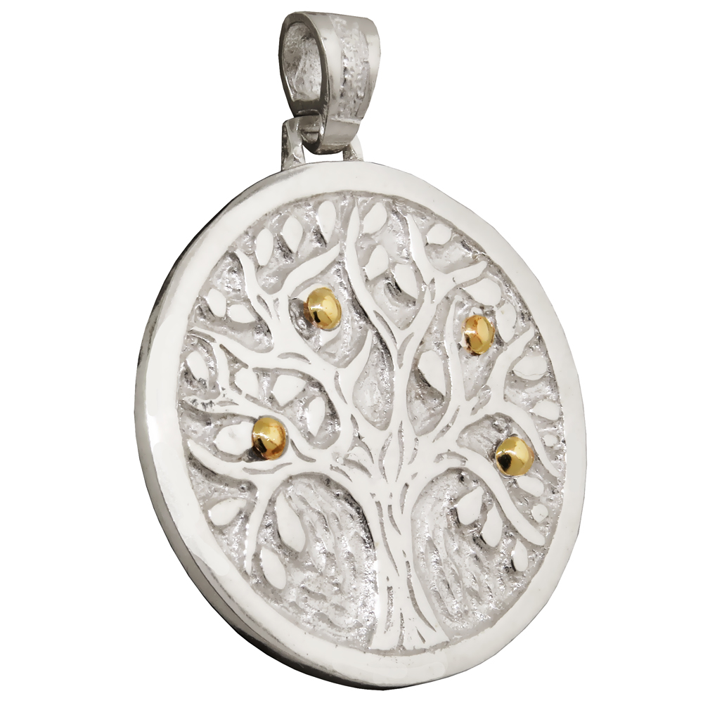 Medalla árbol de la vida con detalles en double. 3,8 cm