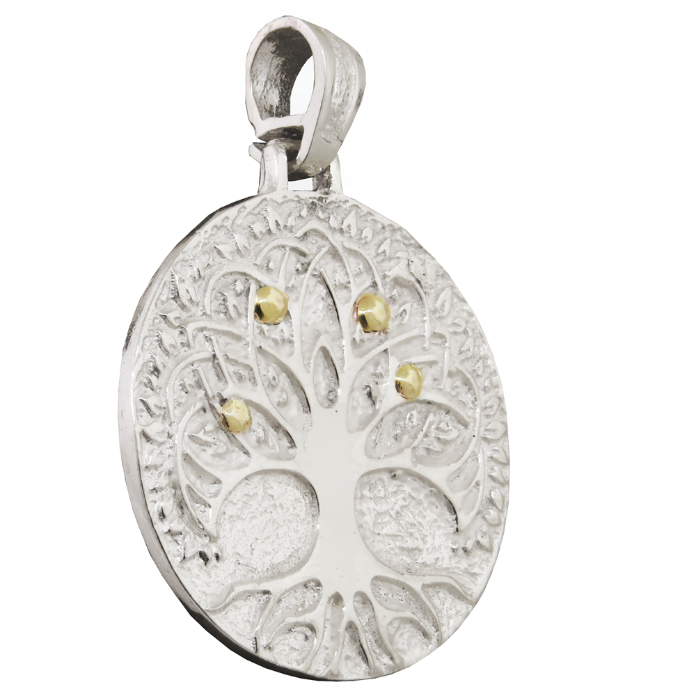 Colgante Medalla redonda arbol de la vida, mandala, con double. 3,2 cm