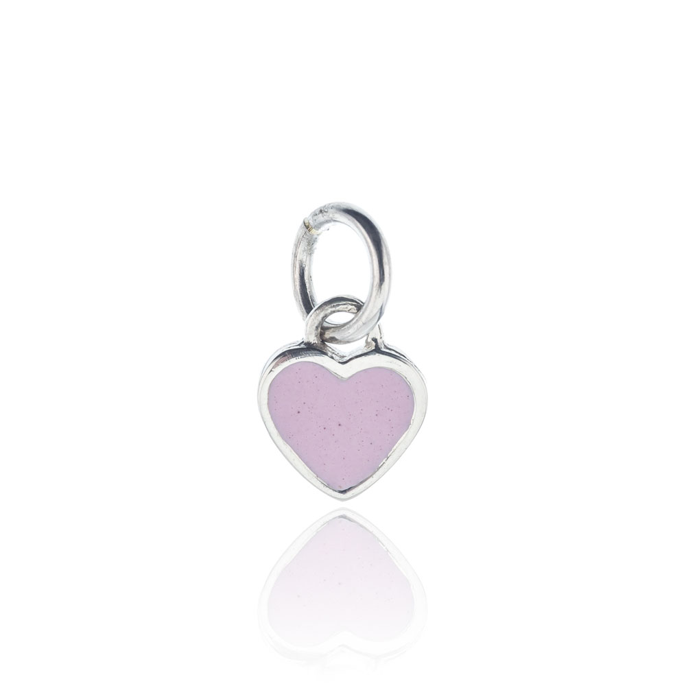 Colgante corazon chico 10 x 11 , esmaltado rosa