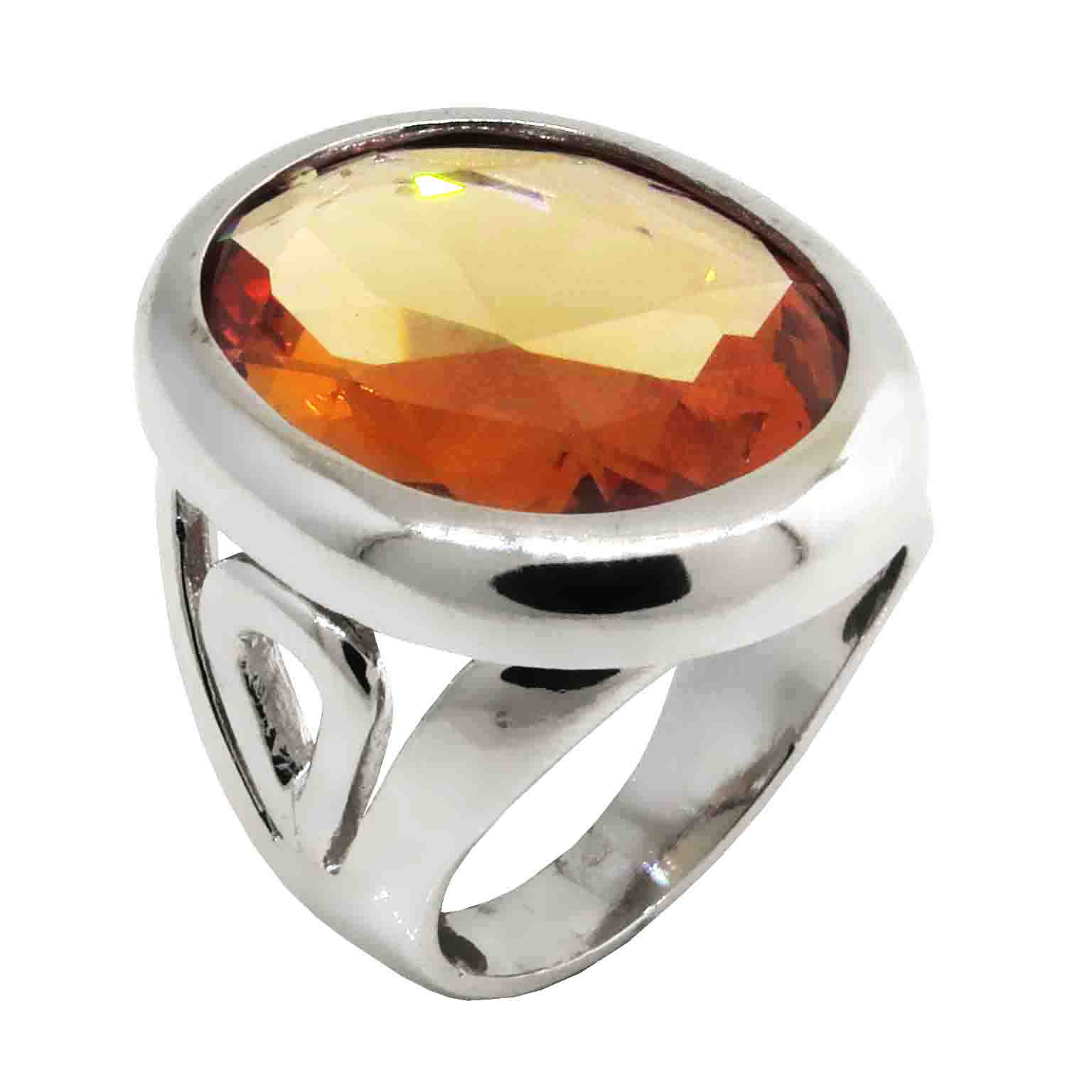 Anillo platabella oval 20 x 25 color champagne