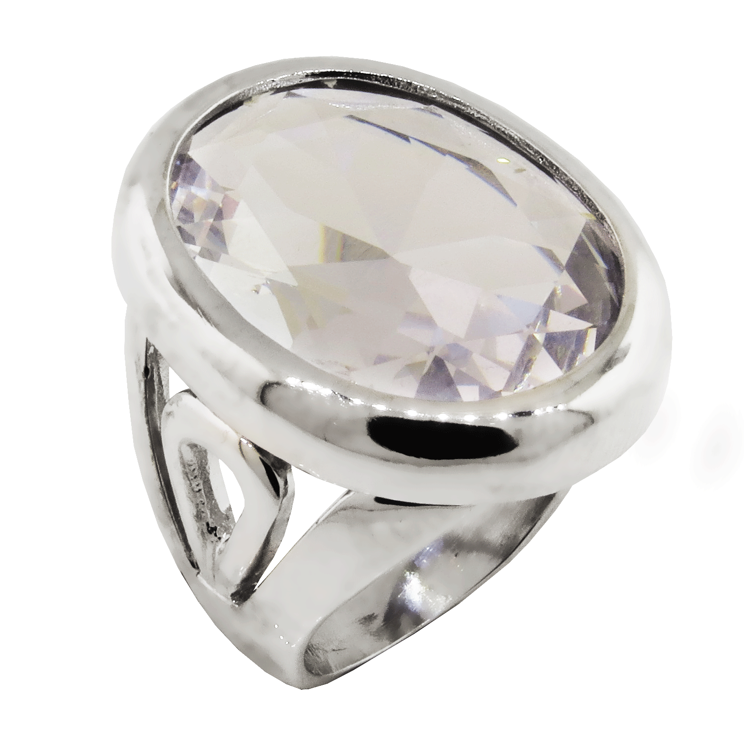 Anillo platabella oval 20 x 25 color blanco
