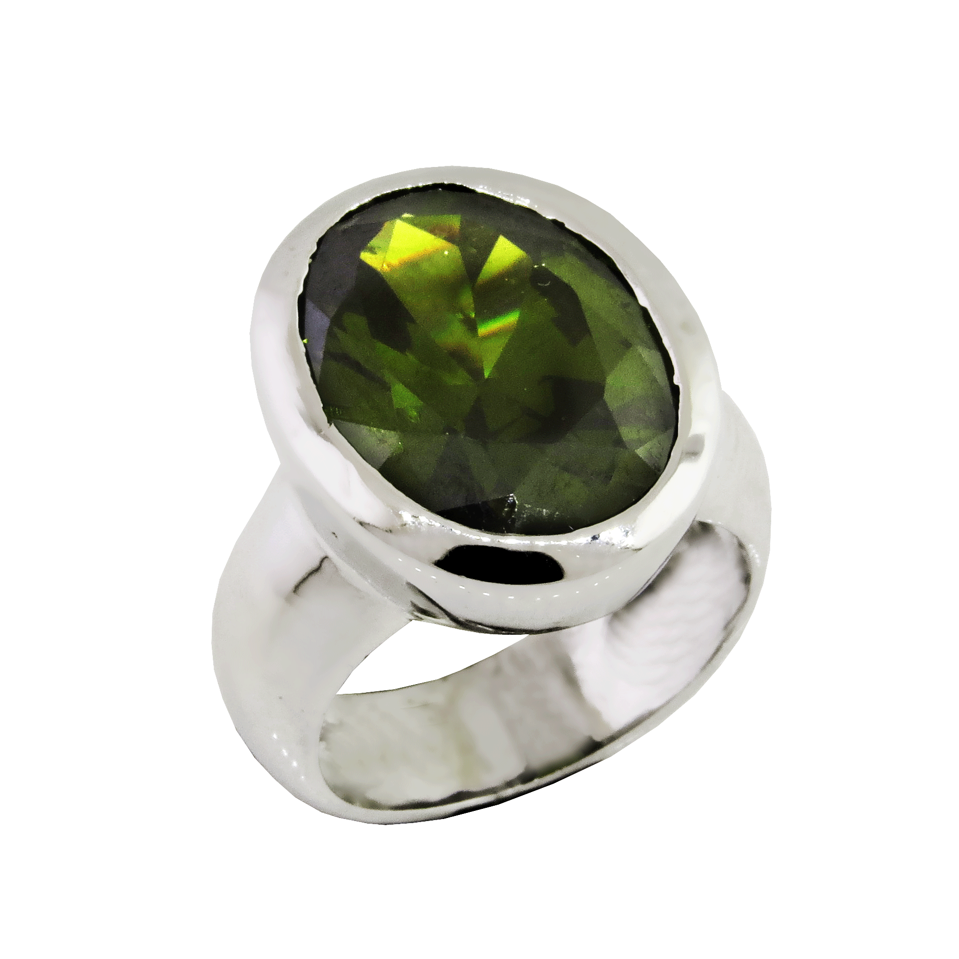 Anillo platabella class oval vertical grande color verde