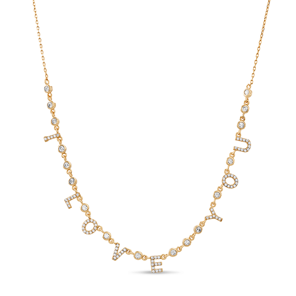 Conjunto I love you rosado de piedras blancas