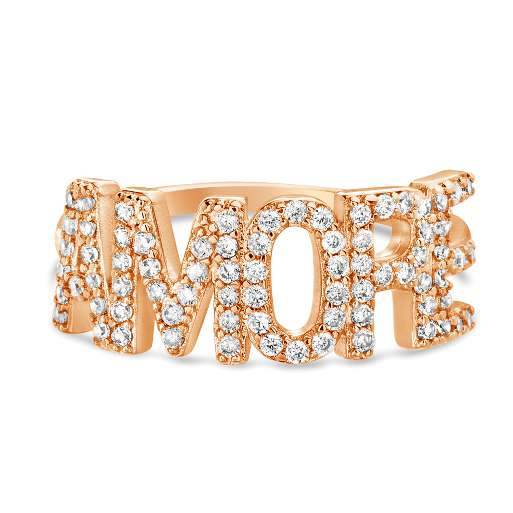Anillo amore rosado con piedras
