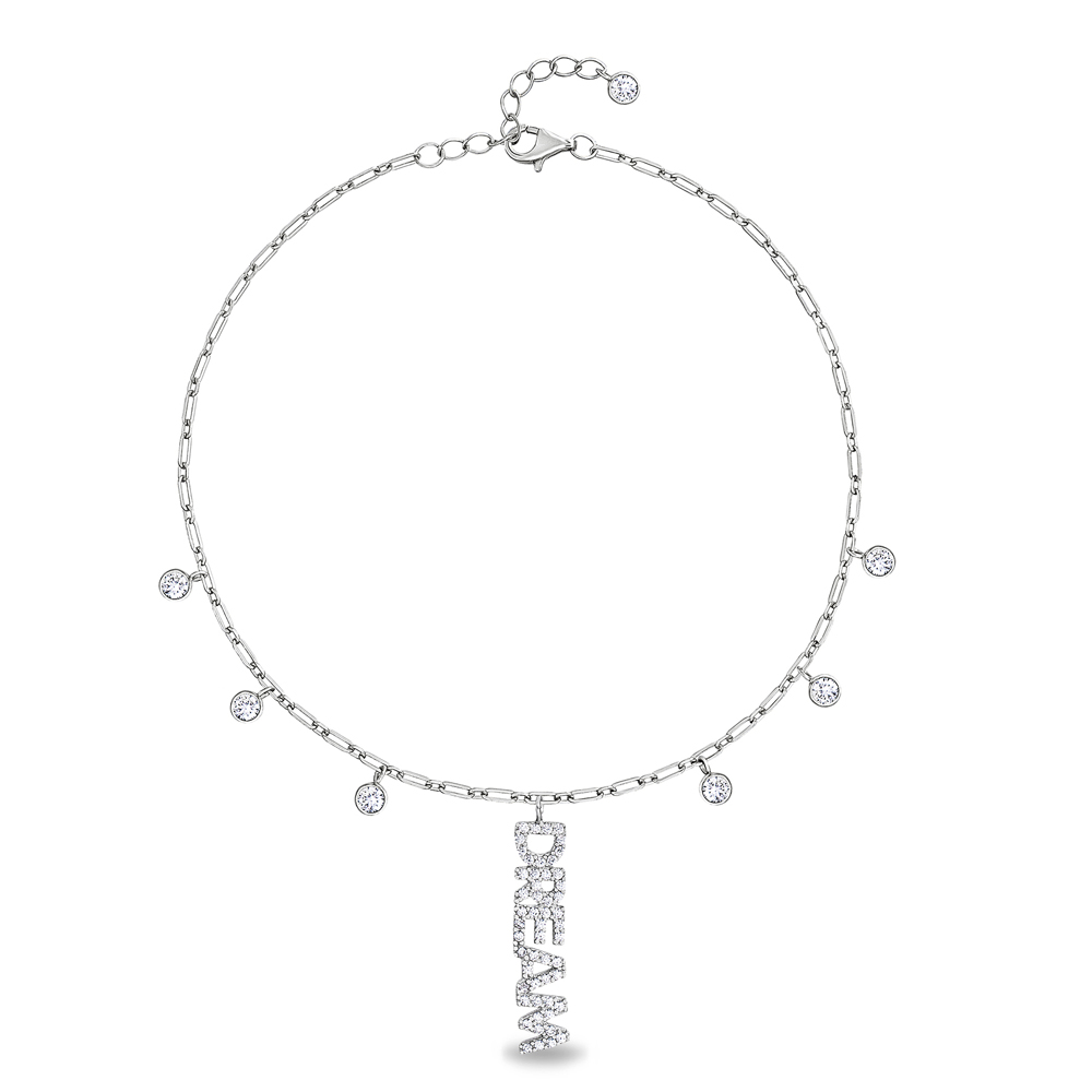 Tobillera dream con piedras blancas