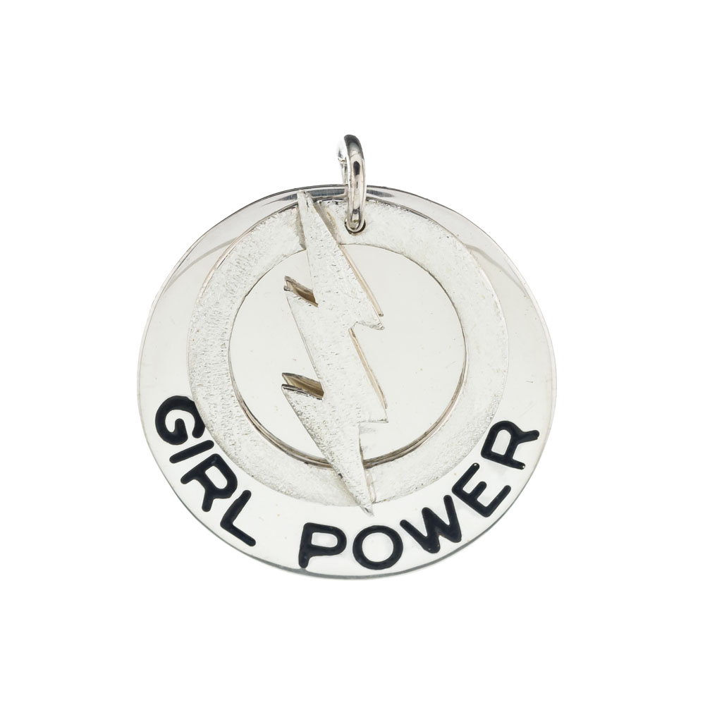 Colgante " Girl power " con esmalte negro