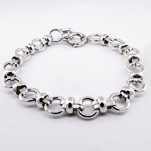 Pulsera eslabones redondos, con doble eslabon cruzado