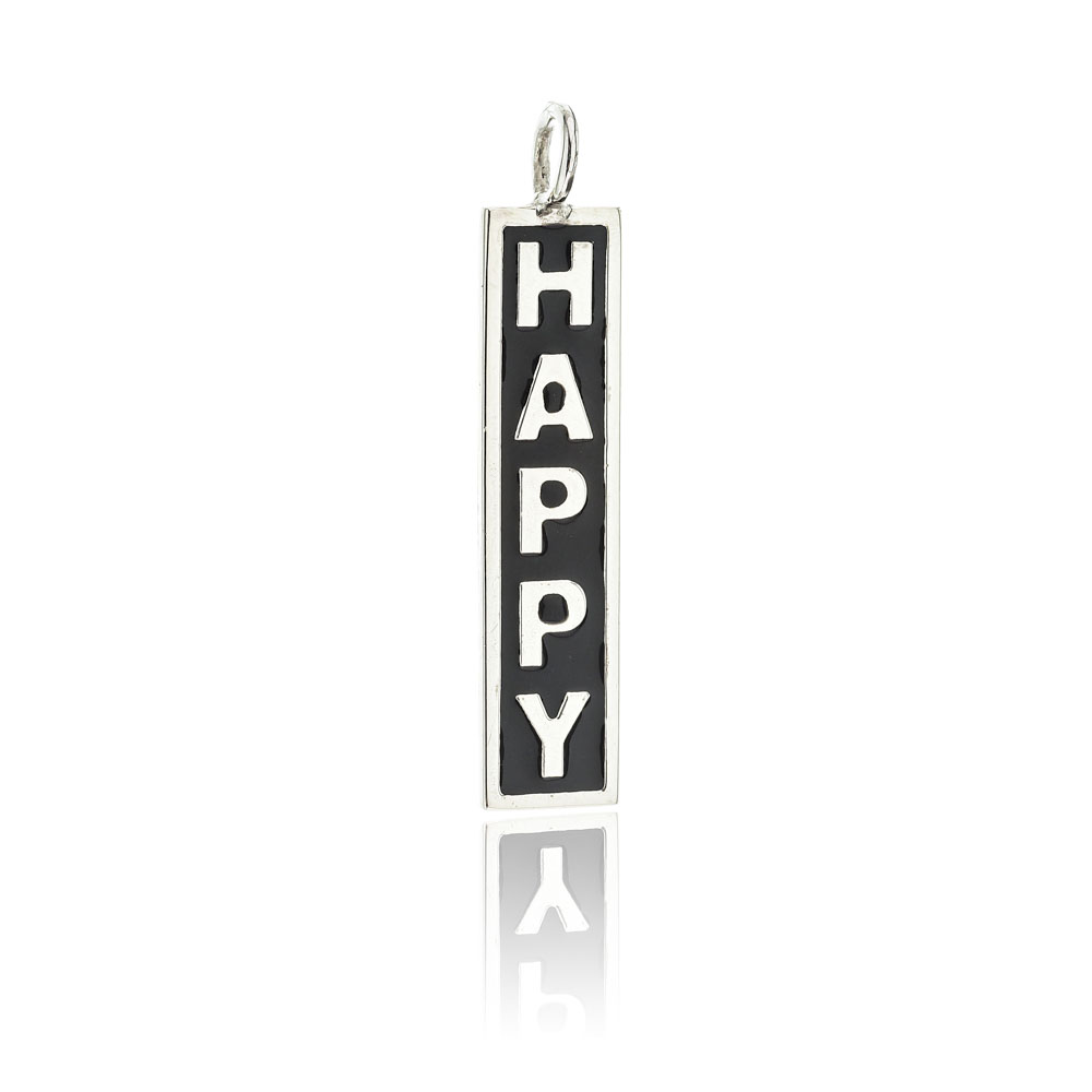 Dije barrita " happy" esmalte negro