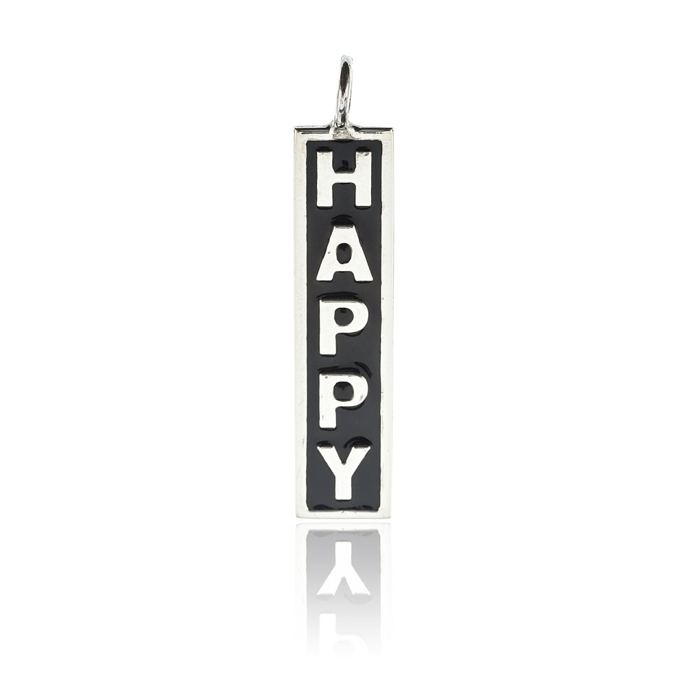 Dije barrita " happy" esmalte negro