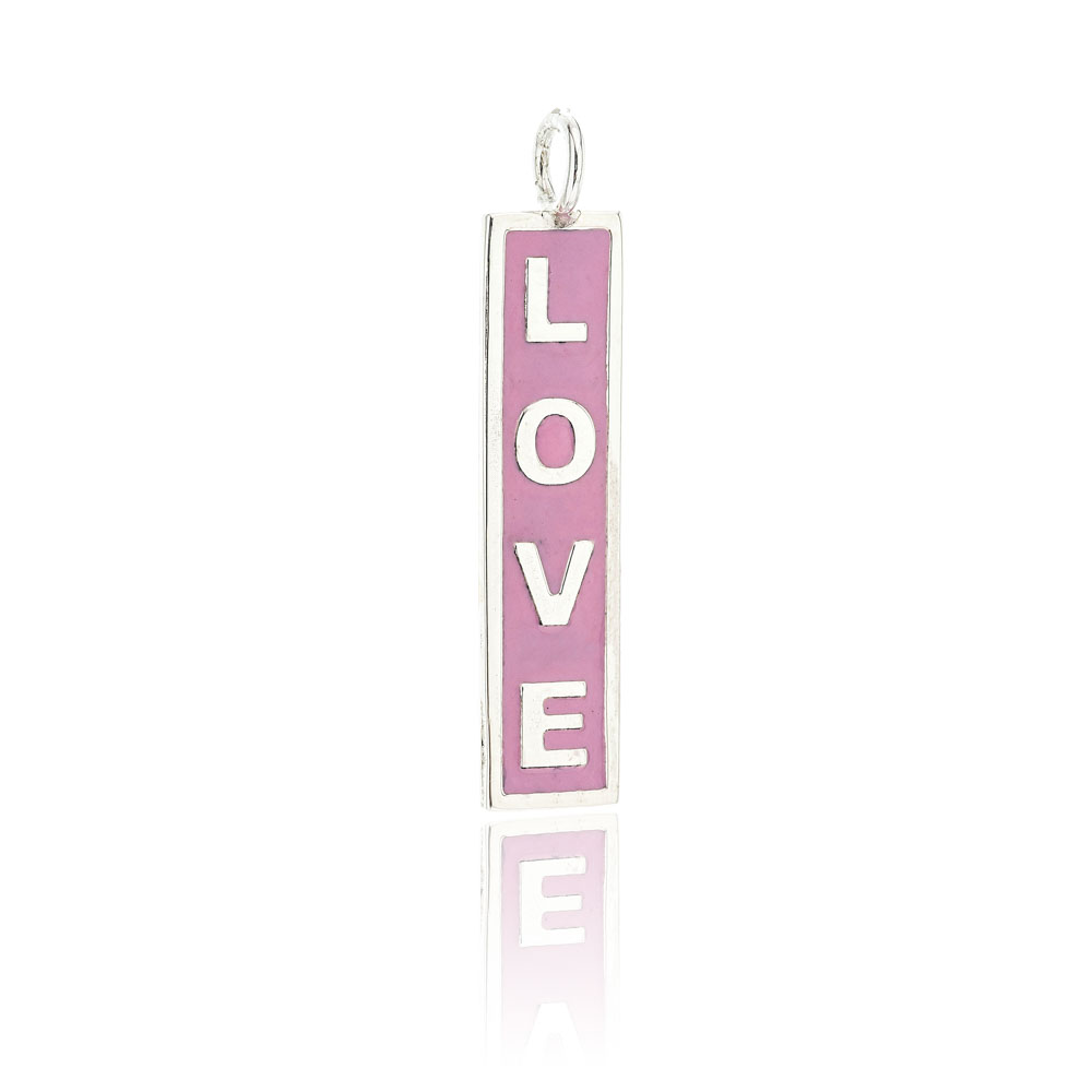 Dije barrita " Love " esmalte rosado 