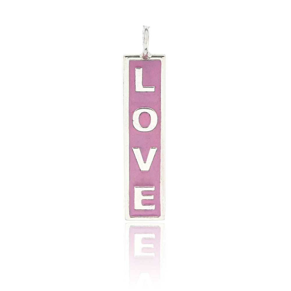 Dije barrita " Love " esmalte rosado 