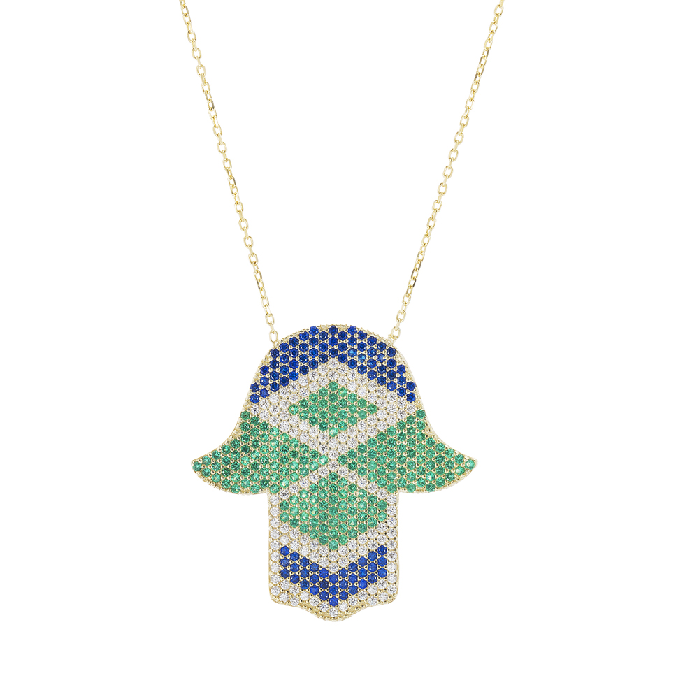 Conjunto manito pavee amarilla, con piedras azules, blancas y verdes
