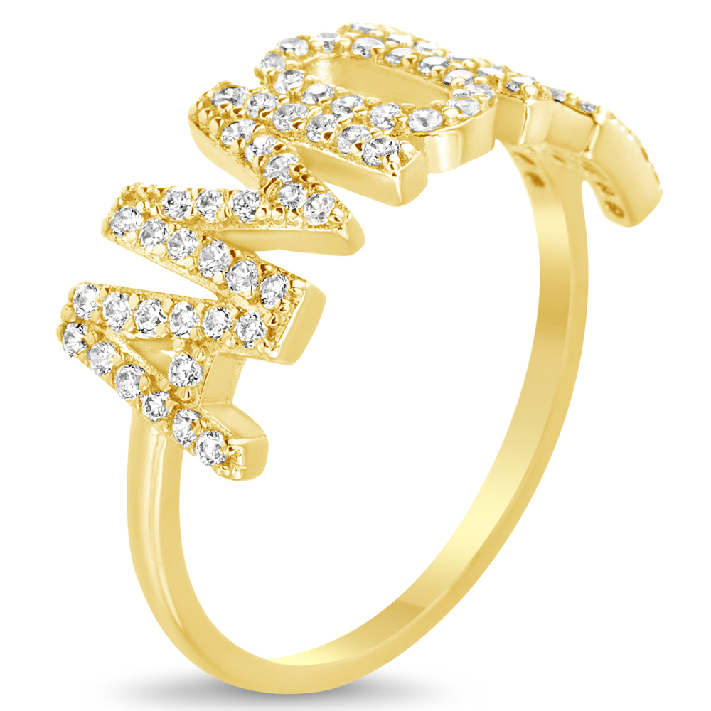 Anillo Amore amarillo con piedras blancas