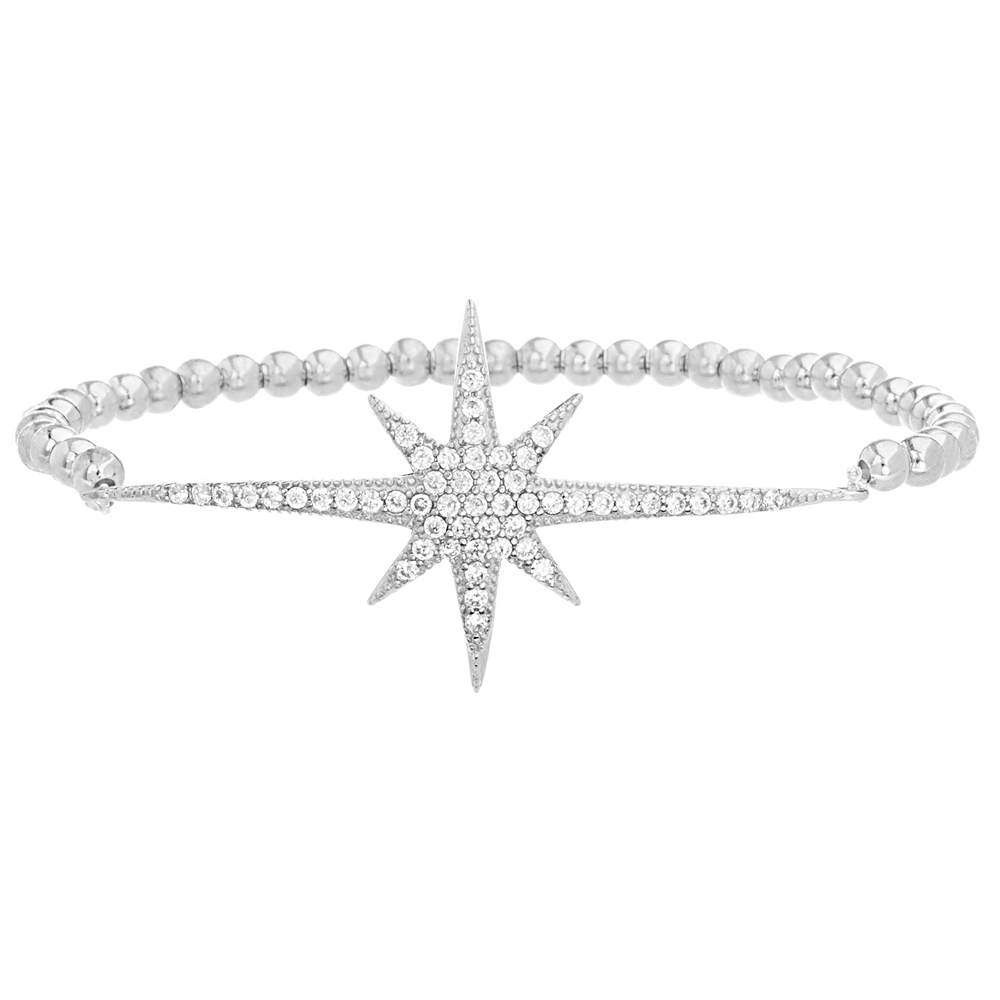 Pulsera bolitas elastizada con estrella pavee central